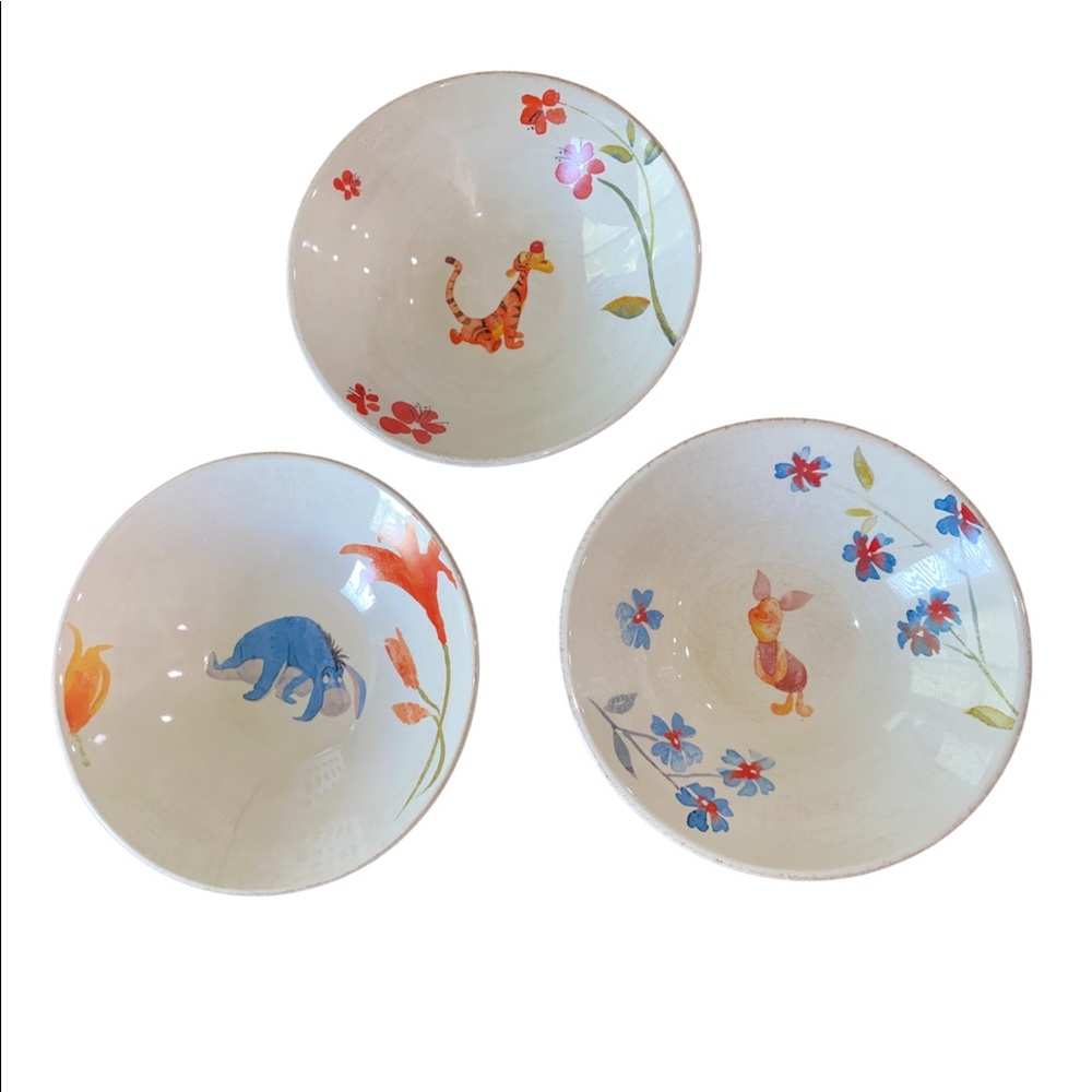 Set of 3 Floral Disney Winnie the Pooh Bowls / Plates Tigger Piglet Eeyo…